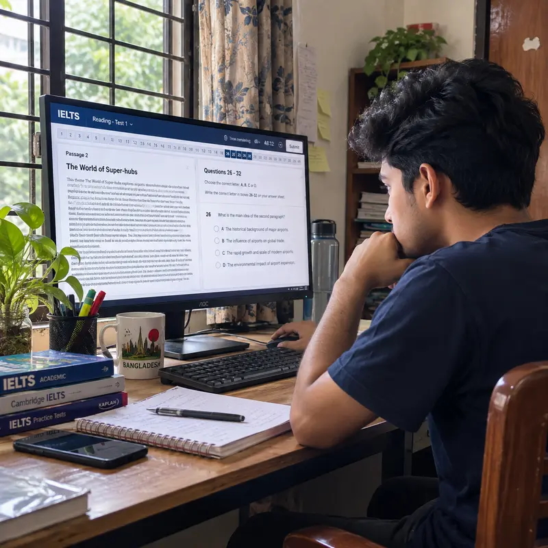 Computer-based IELTS mock test dashboard