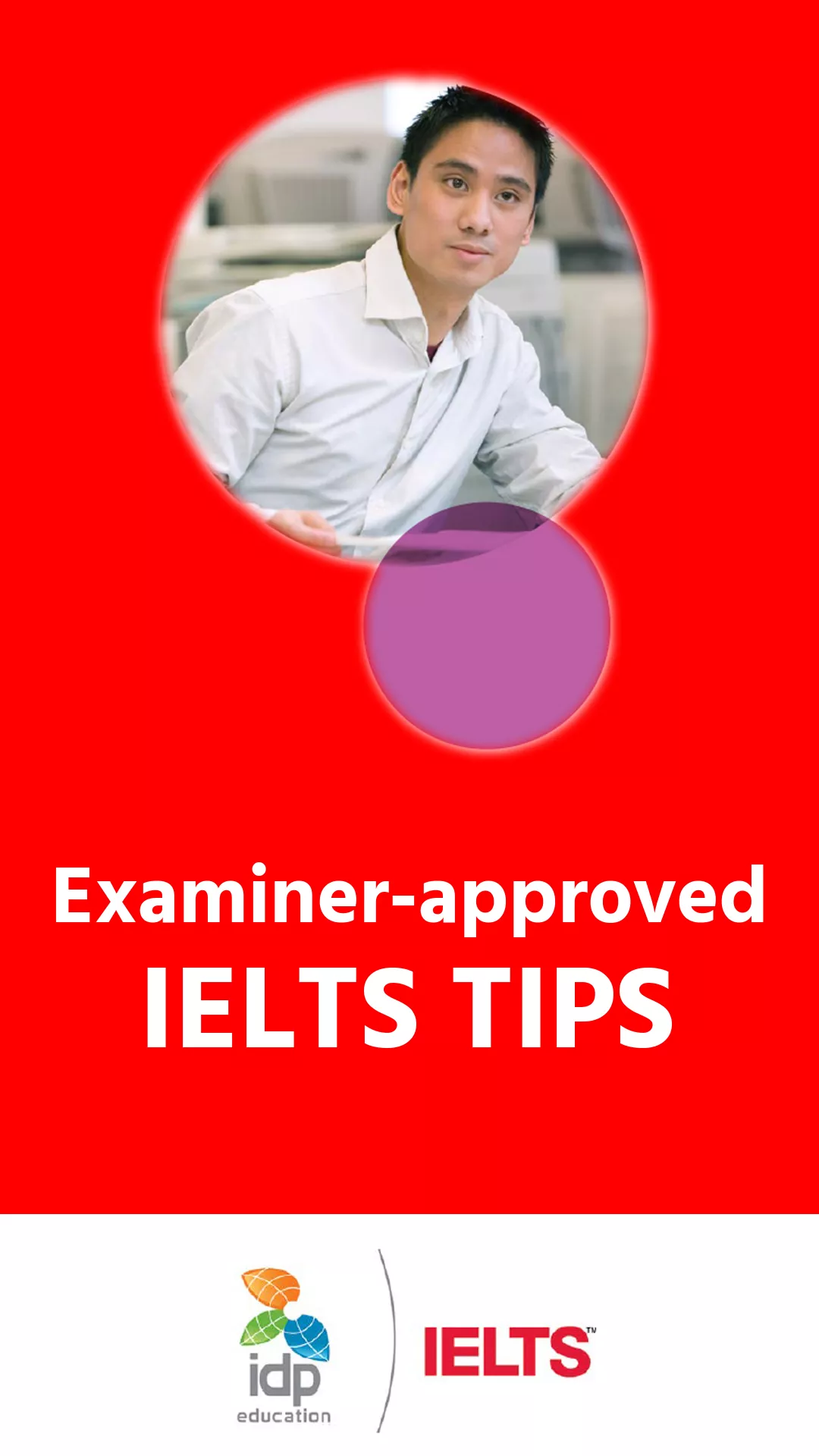 IELTS examiner-approved tips book with strategies for improving writing, speaking, and reading scores.