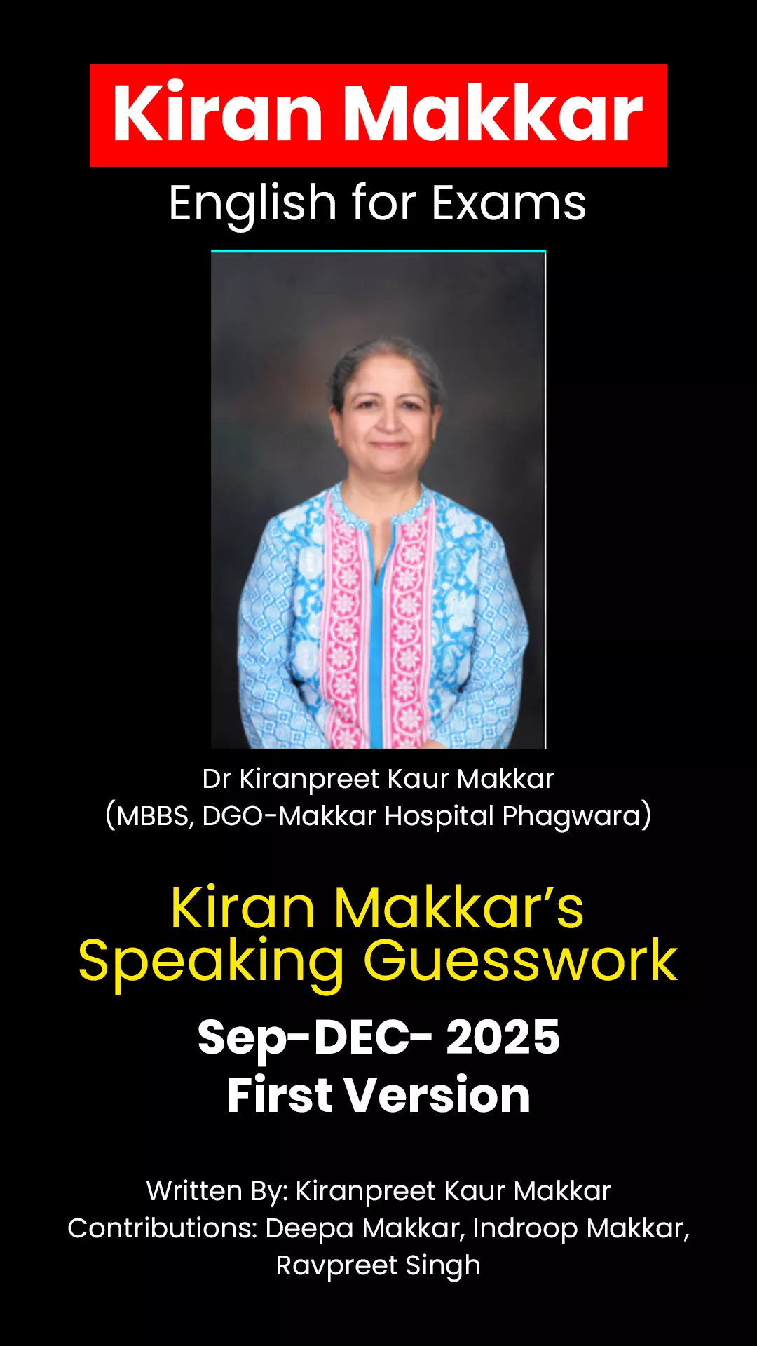 "First version of Kiran Makkar's speaking cue cards with helpful tips and prompts for public speaking."